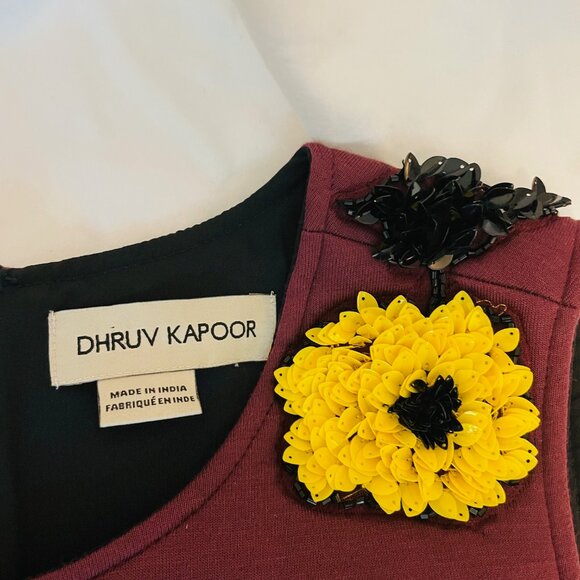 Anthropologie Dhruv Kapoor Sequined Shift Mini Dress Floral Size: Medium - Picture 6 of 6